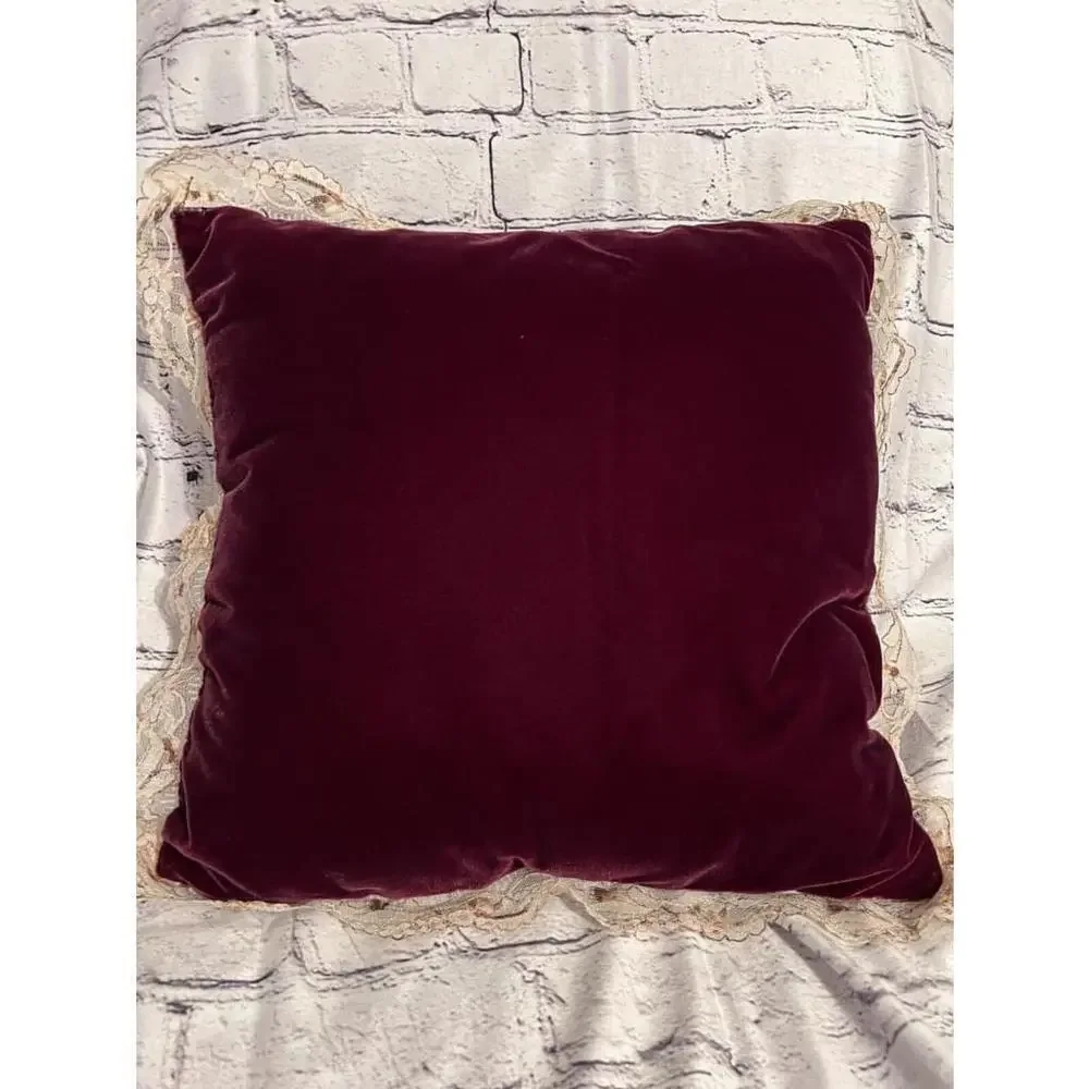 Vintage Crazy Quilt Accent Pillow Patchwork Velvet Back Embroidery Handmade
